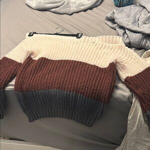 Colorblock Off-Shoulder Sweater